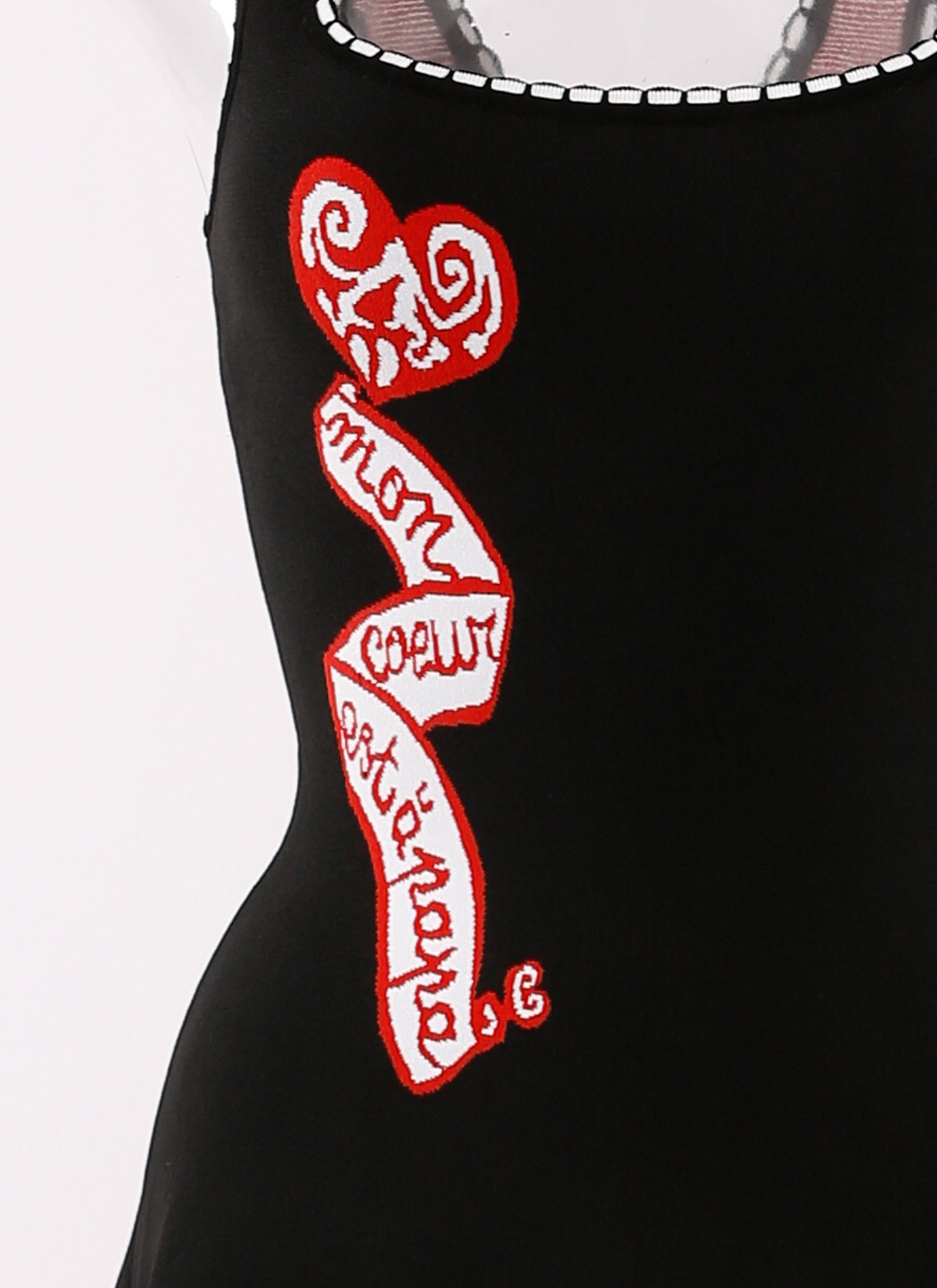 Robe longue sans manches Mon Cœur en maille - Noir & Rouge