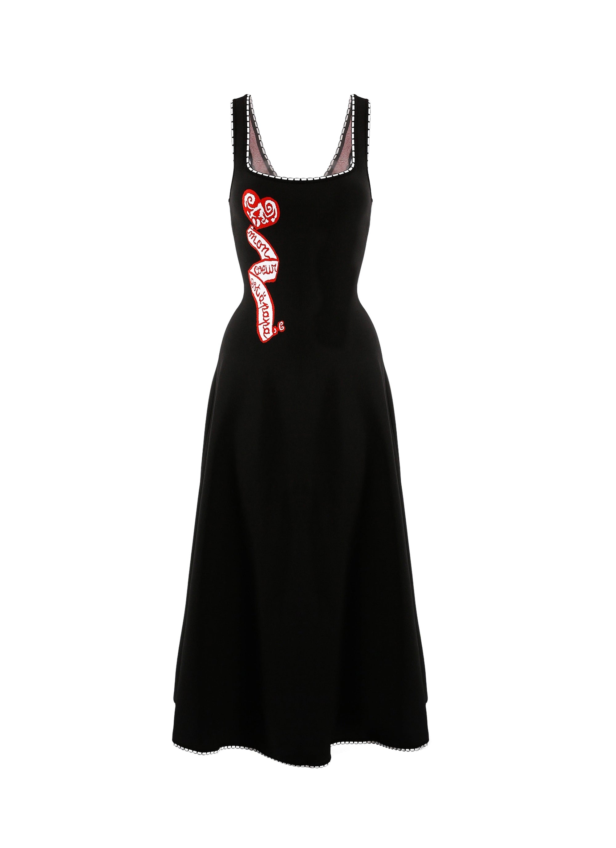 Robe longue sans manches Mon Cœur en maille - Noir & Rouge
