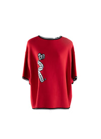 Mon Coeur short-sleeved jumper - Red & Black