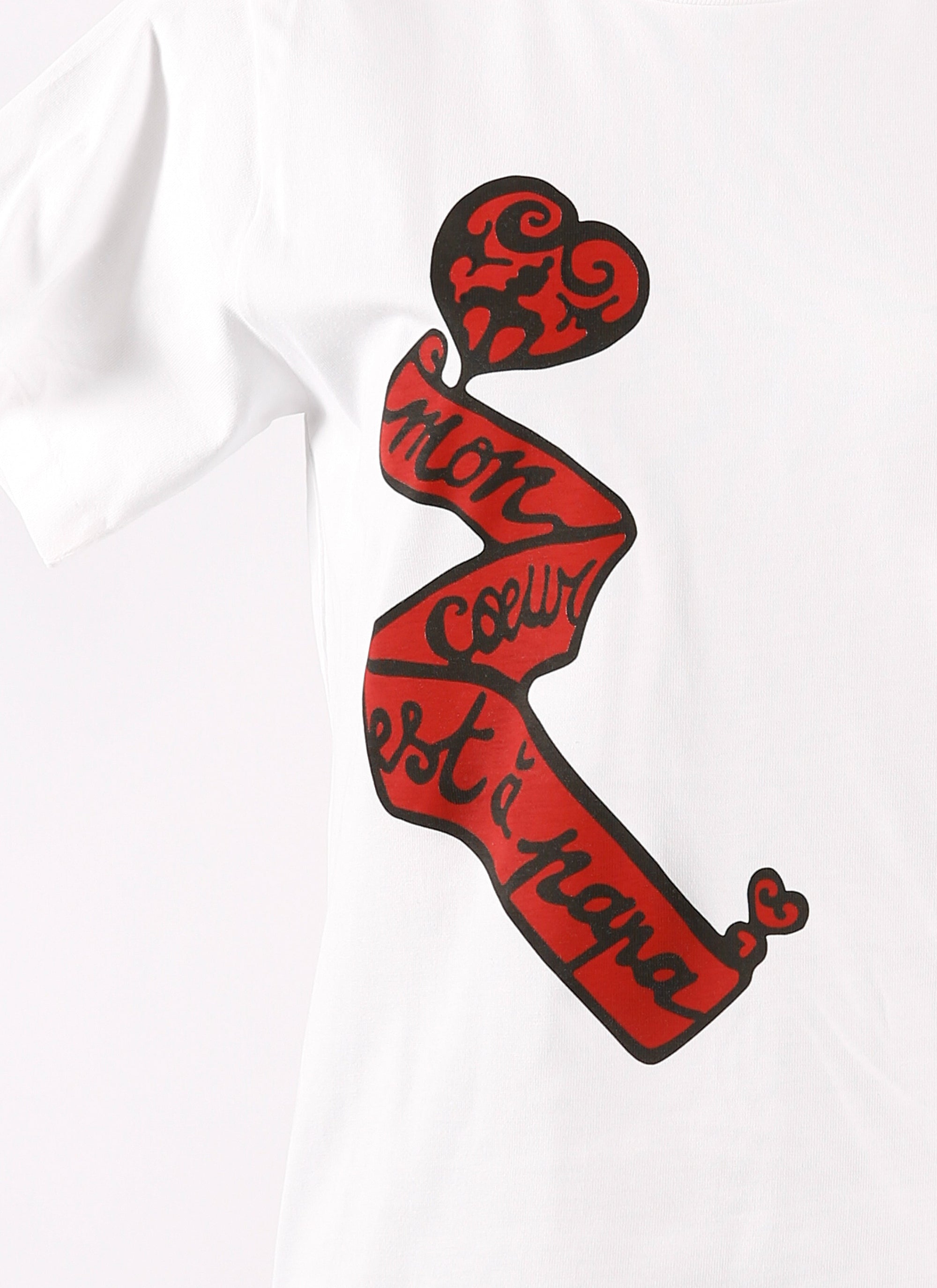 Mon cœur" T-shirt - White & Red
