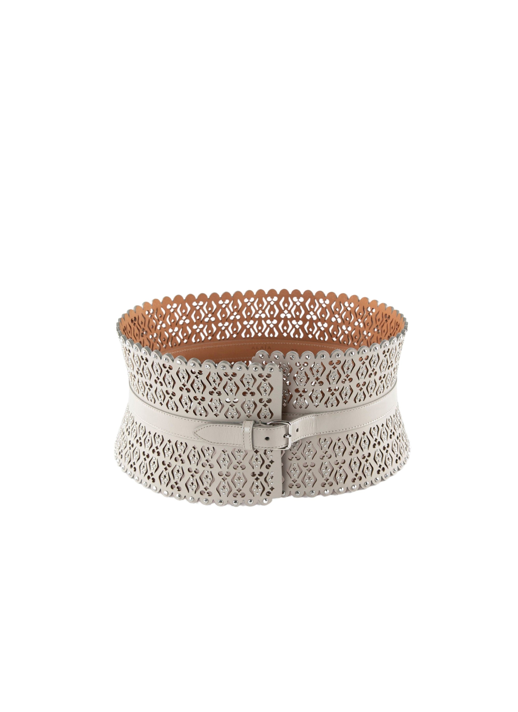 Ceinture corset motif clouté en cuir - Perle