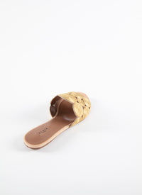 Circle strap mules in leather - Sand & Gold