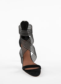 Sandales à talons à brides croisées élastiques - Noir & Noir