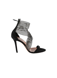 Sandales à talons à brides croisées élastiques - Noir & Noir