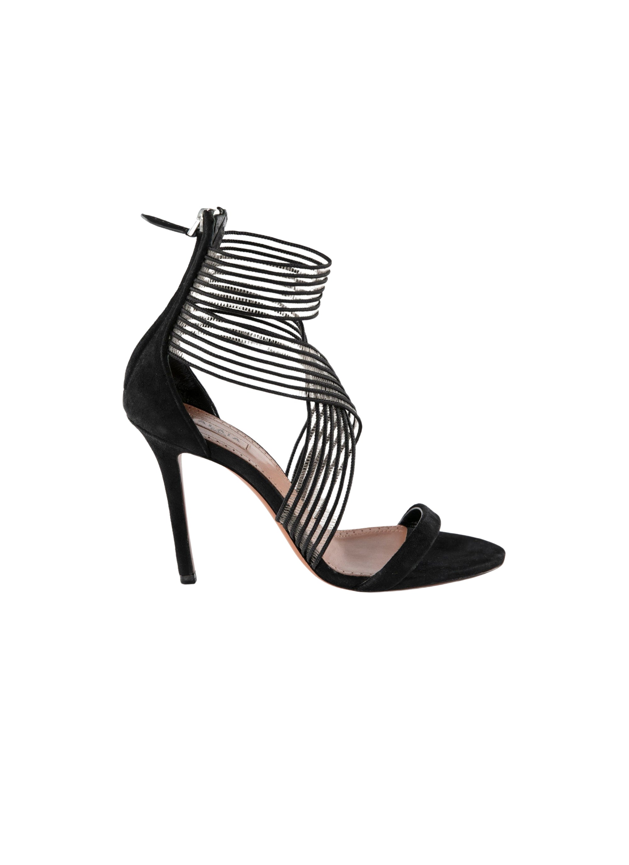 Sandales à talons à brides croisées élastiques - Noir & Noir