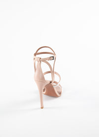Sandals with multiple thin leather straps - Nude & Silver