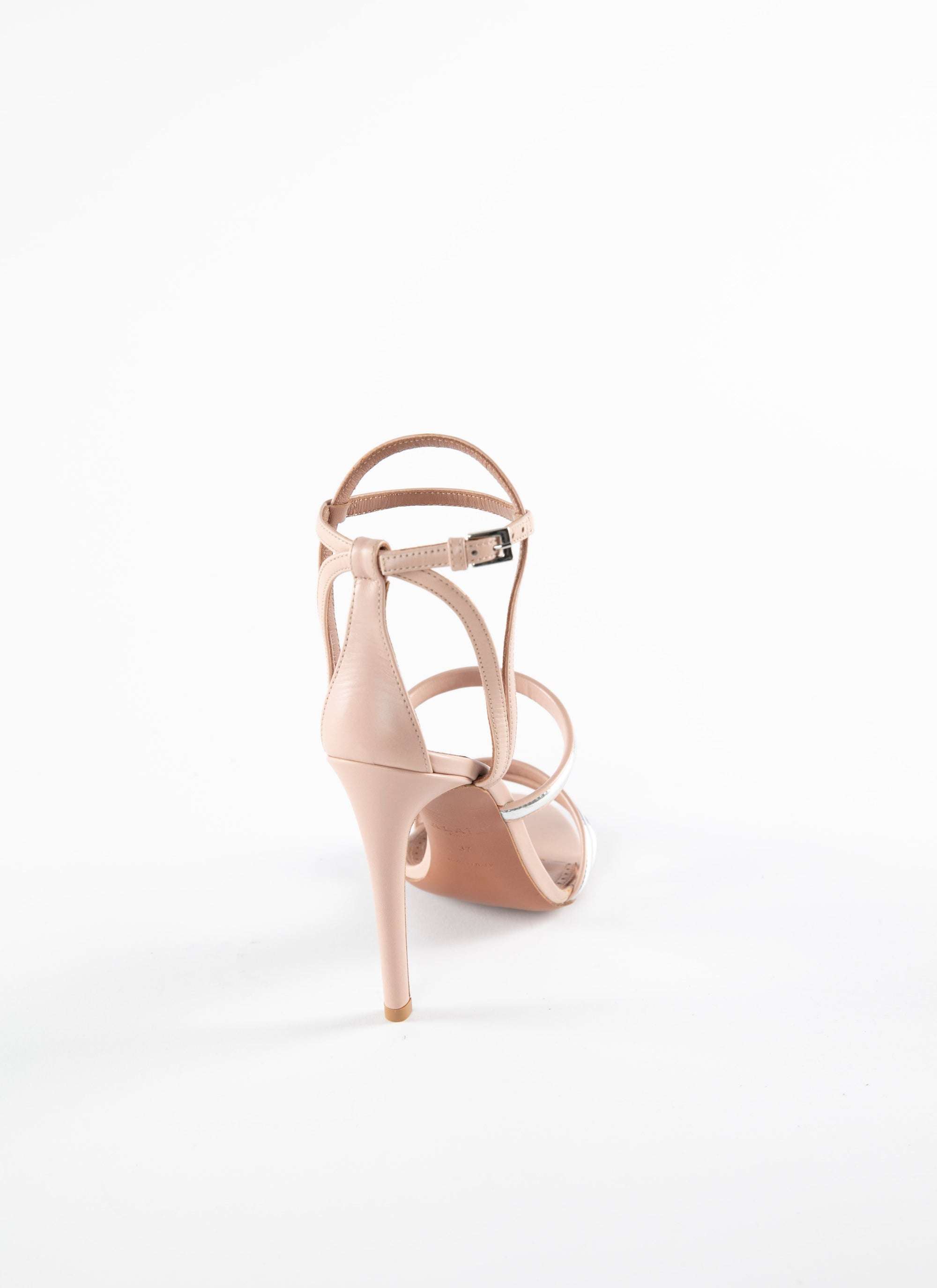Sandals with multiple thin leather straps - Nude & Silver