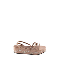 Sandals with thin leather studded straps - Nude & White