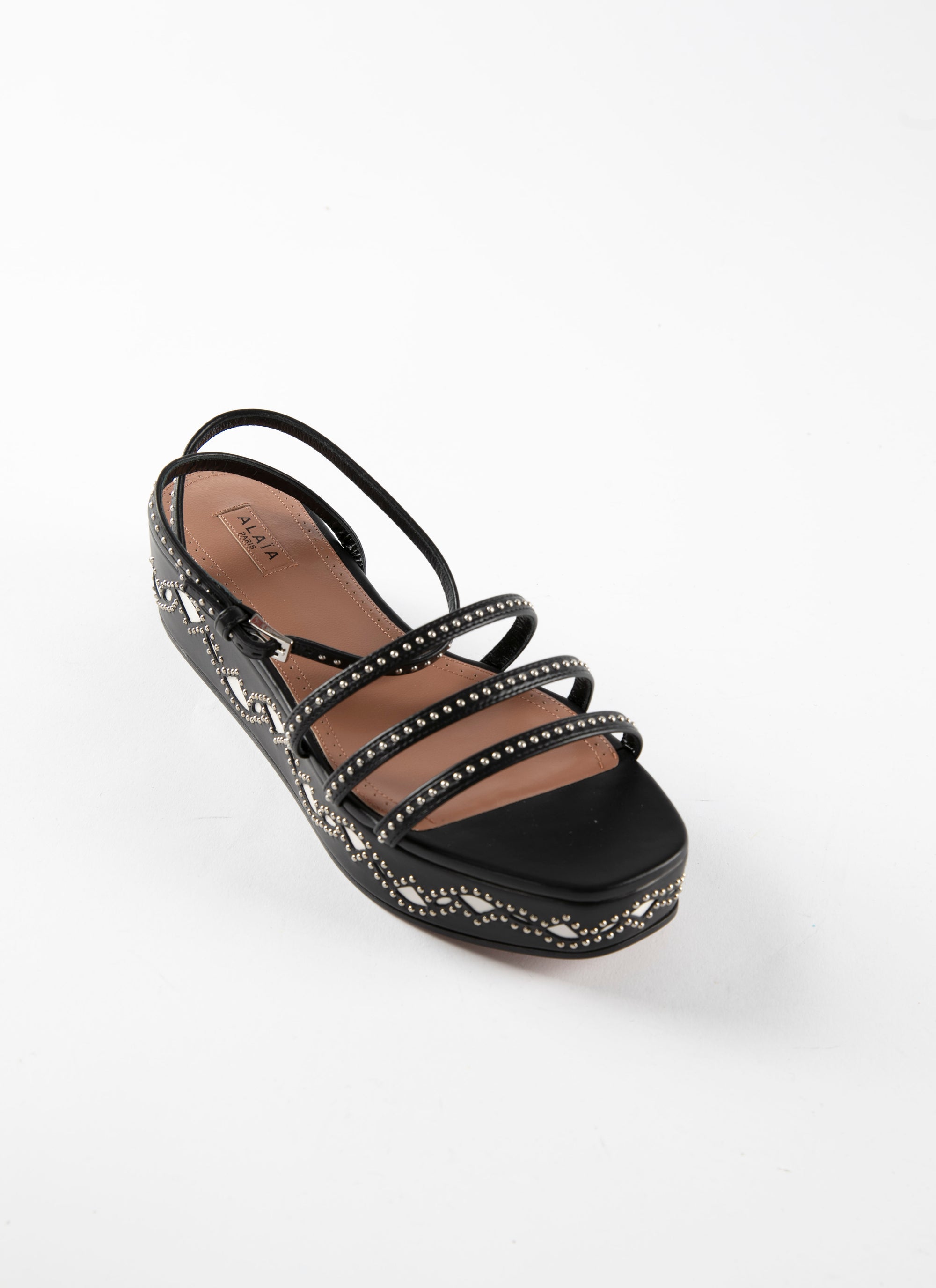 Sandals with thin leather studded straps - Black & White