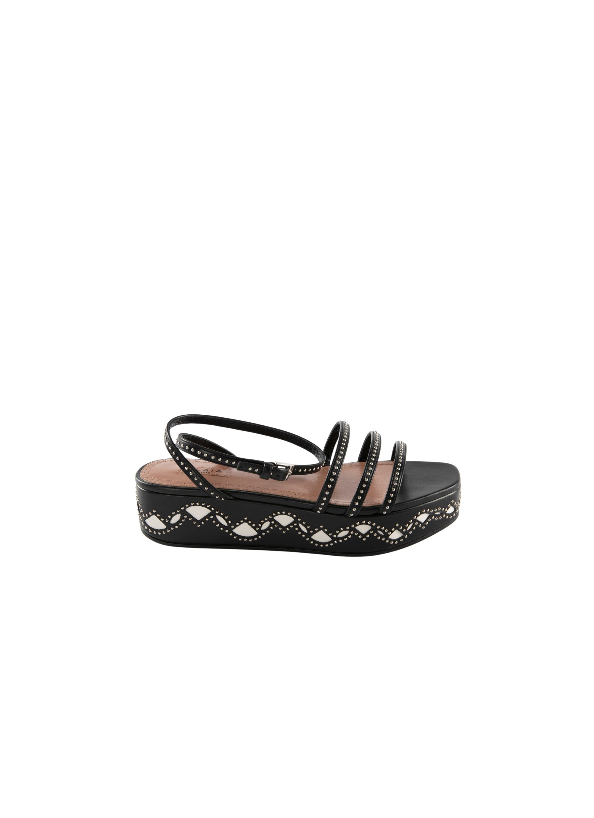 Sandals with thin leather studded straps - Black & White