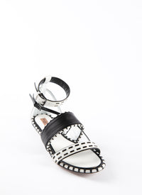 Sandals with braided leather straps - White & Black