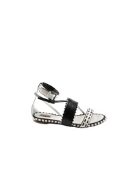Sandals with braided leather straps - White & Black