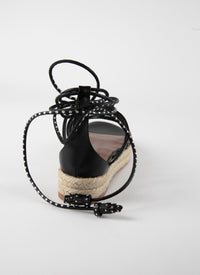 Leather studded sandals - Black intense