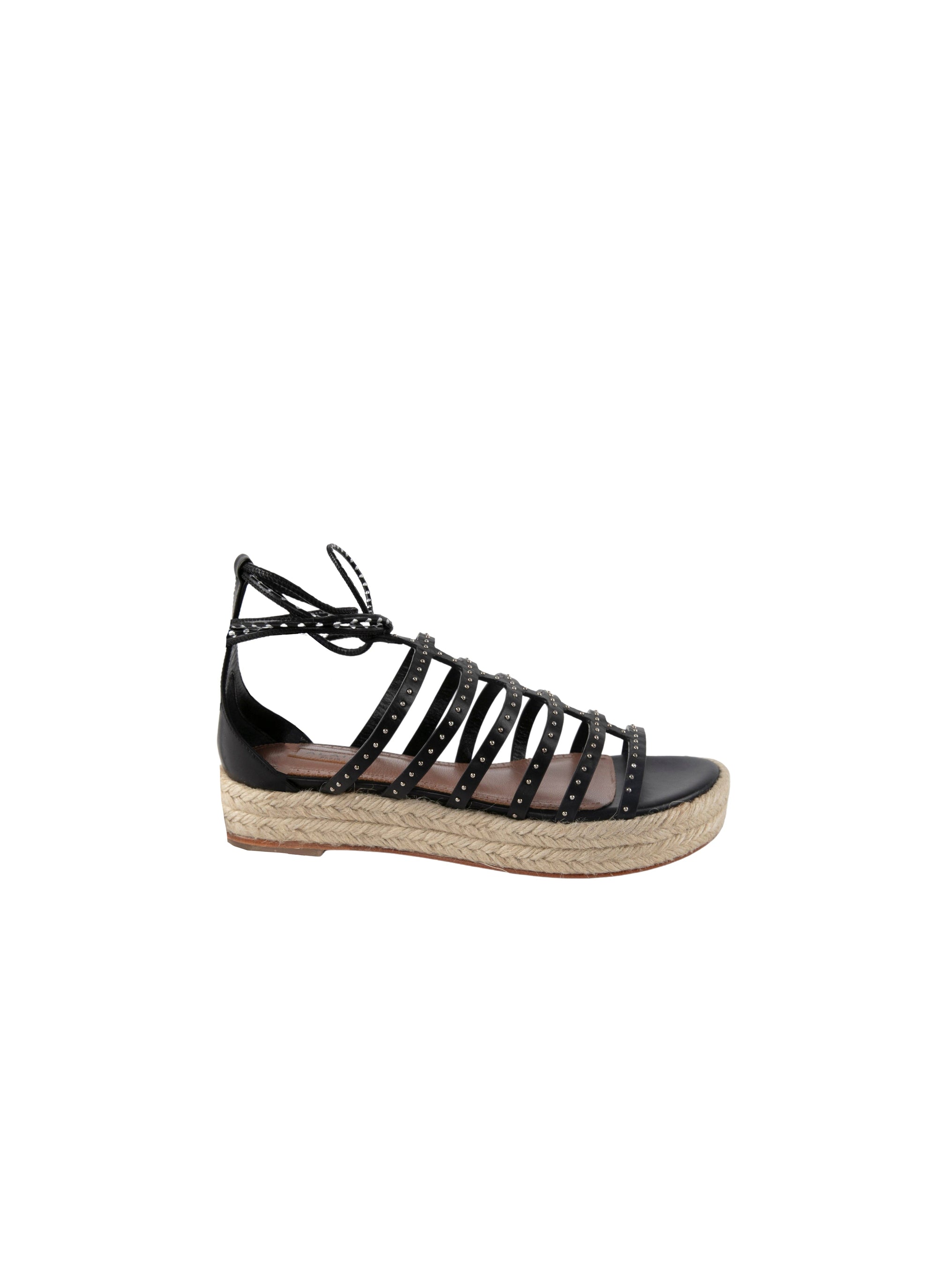 Leather studded sandals - Black intense