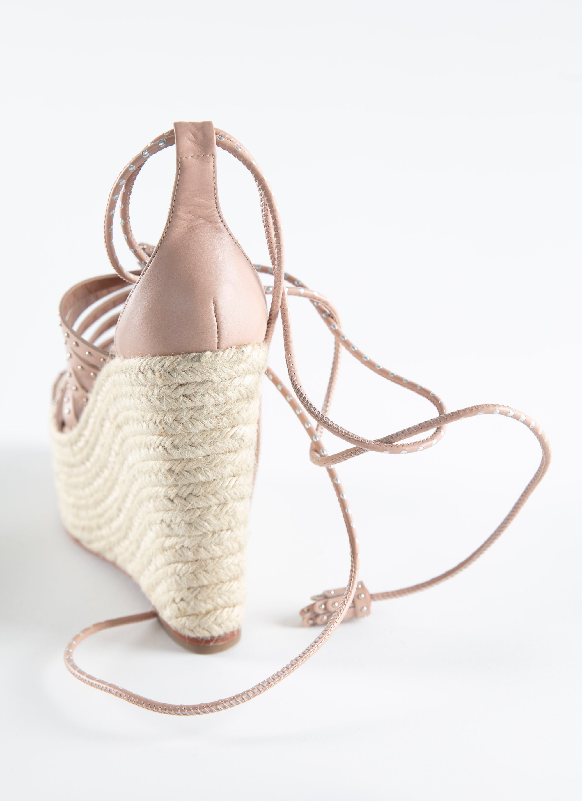 Leather studded sandals - Nude
