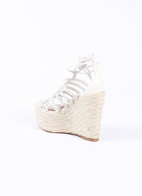 Leather studded sandals - White
