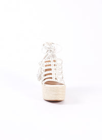 Leather studded sandals - White