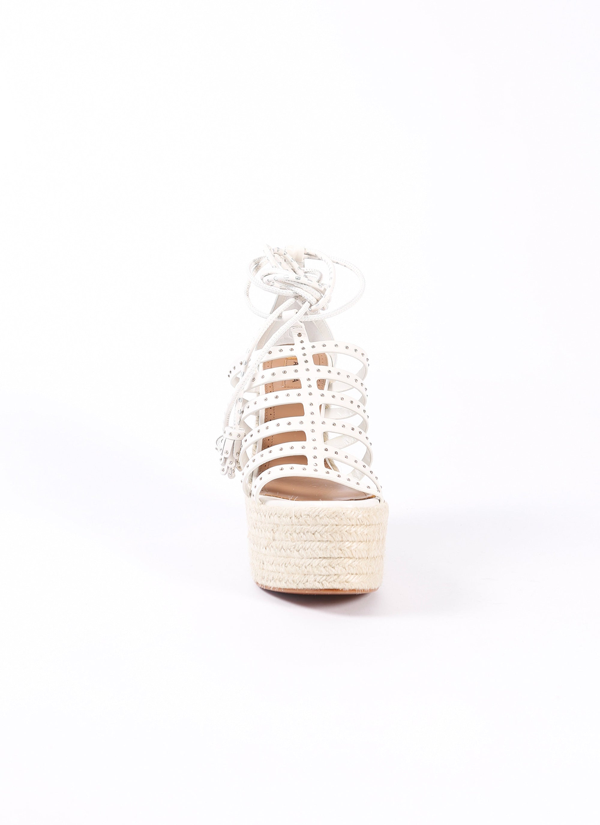 Leather studded sandals - White