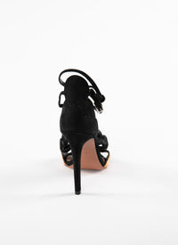 Raffia circle sandals with 110 leather heels - Black & Bronze