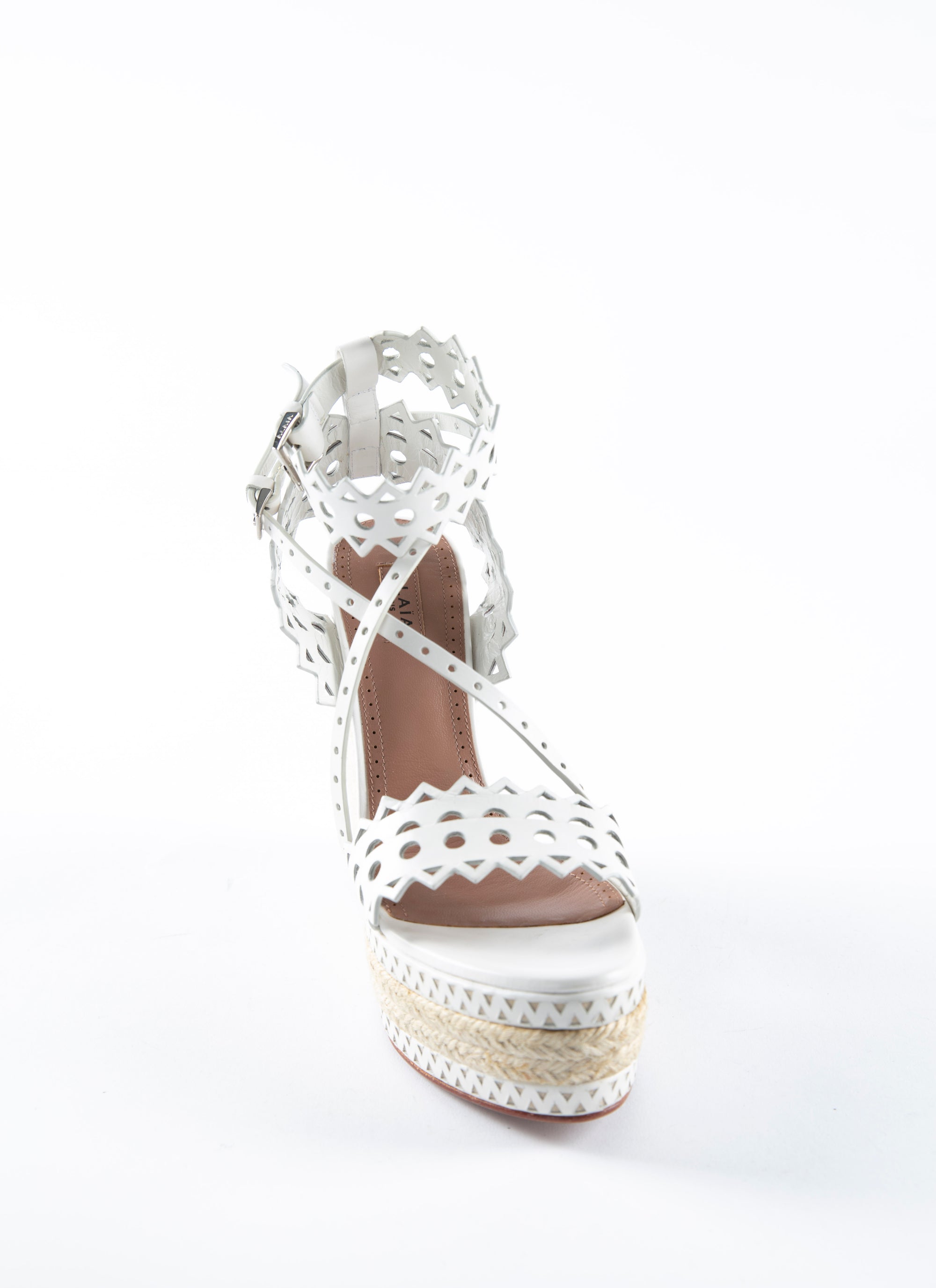 Sandales espadrilles compensées 135 en cuir - Blanc