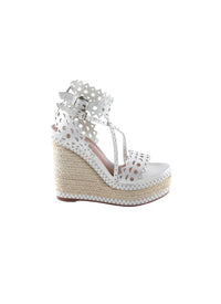 Sandales espadrilles compensées 135 en cuir - Blanc
