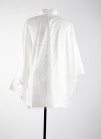 Shirt with patterned bat sleeves - White