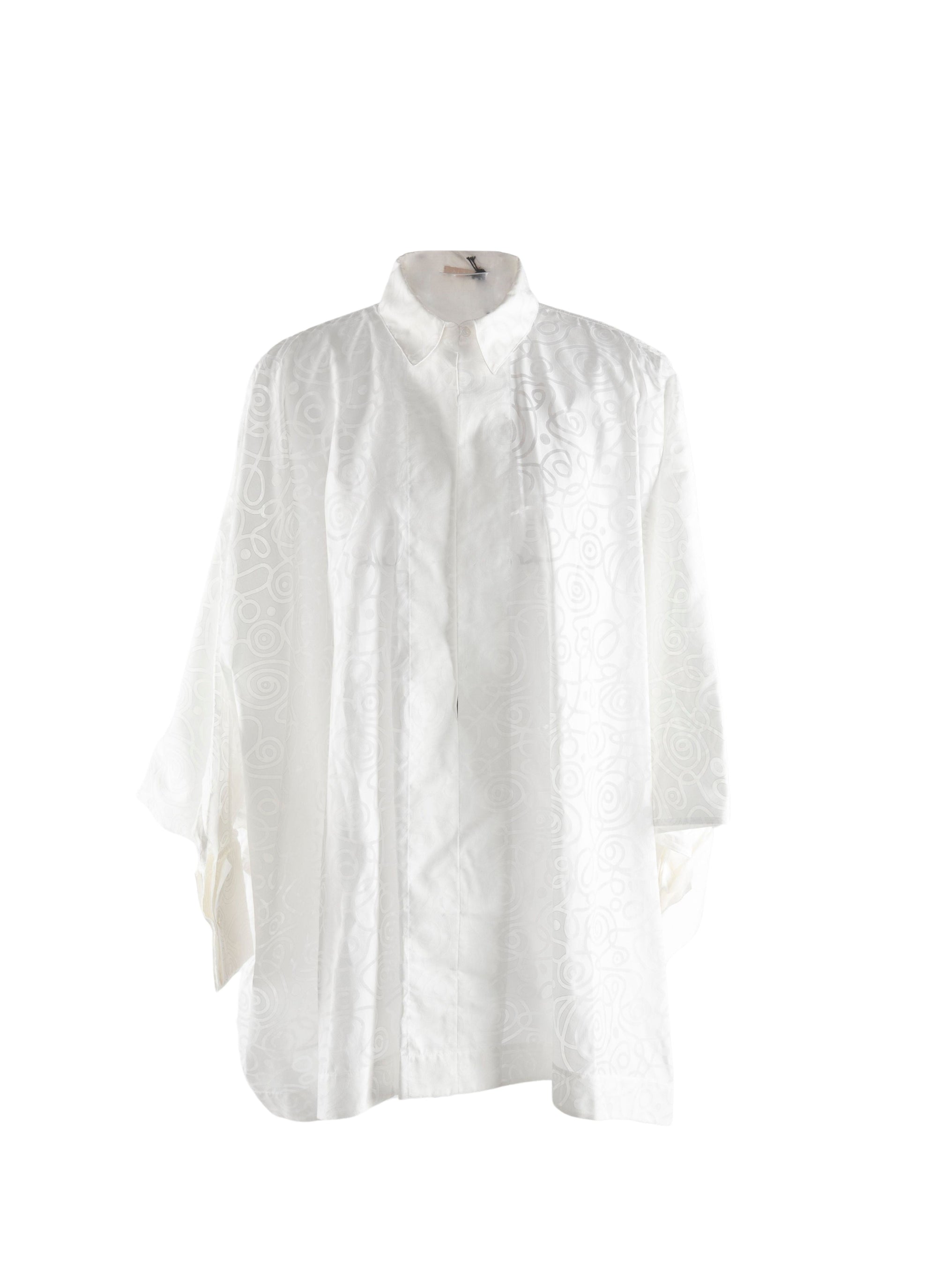 Shirt with patterned bat sleeves - White