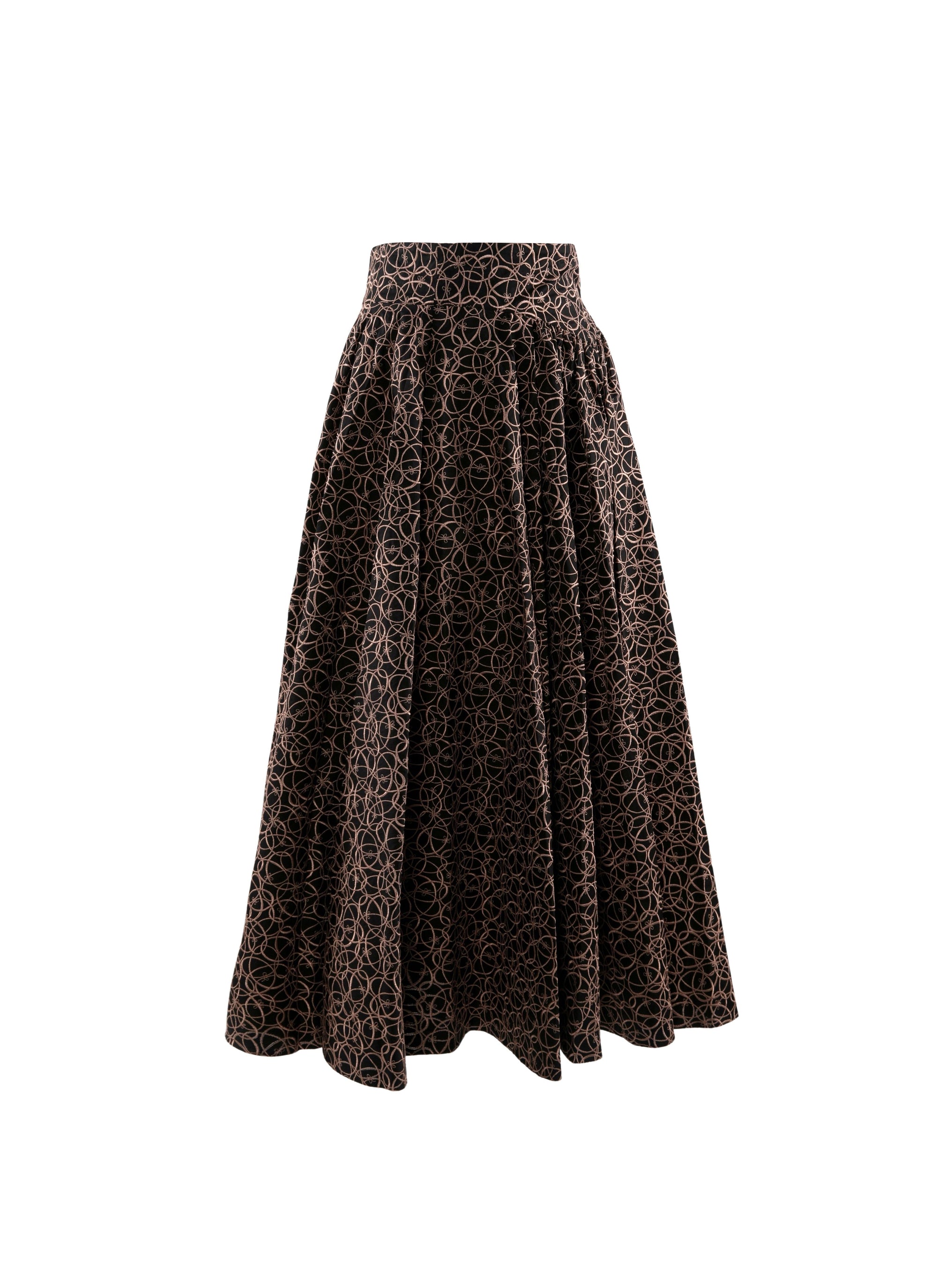 Long skirt with geometric embroidery - Black & Pink