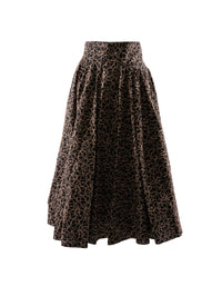 Jupe midi avec broderies géométriques - Noir & Rose