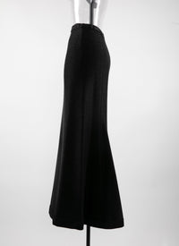 Jupe longue unie ajustée - Noir