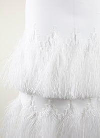Long skirt with fringes - White