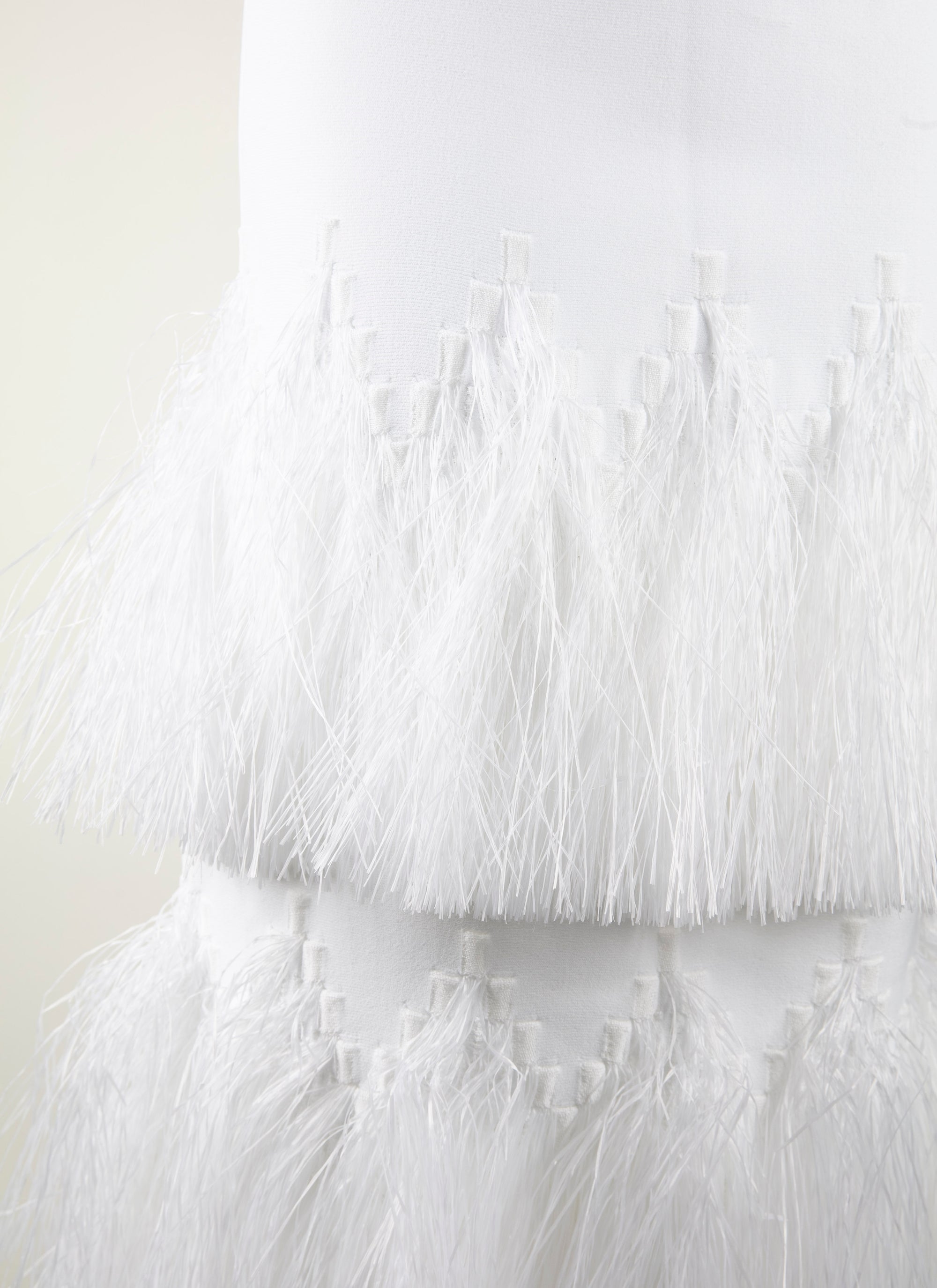Long skirt with fringes - White