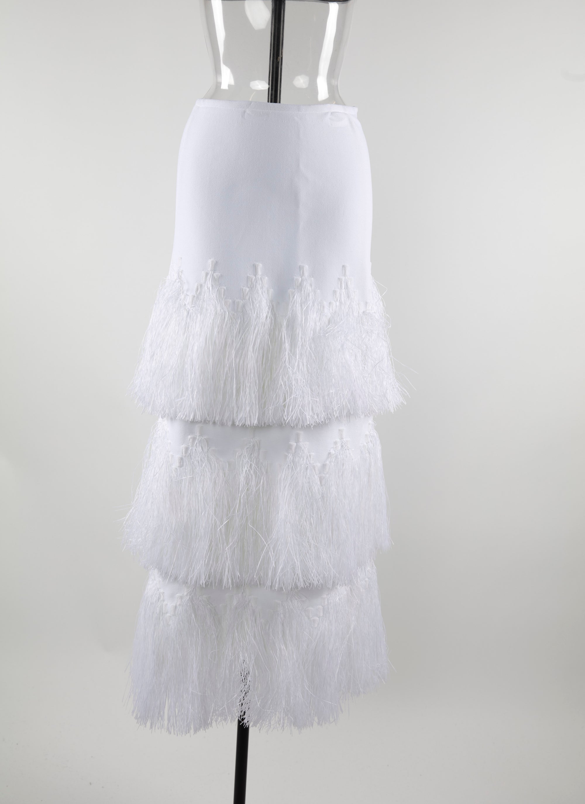 Long skirt with fringes - White