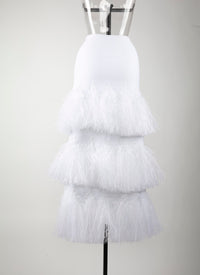 Long skirt with fringes - White
