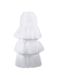Long skirt with fringes - White
