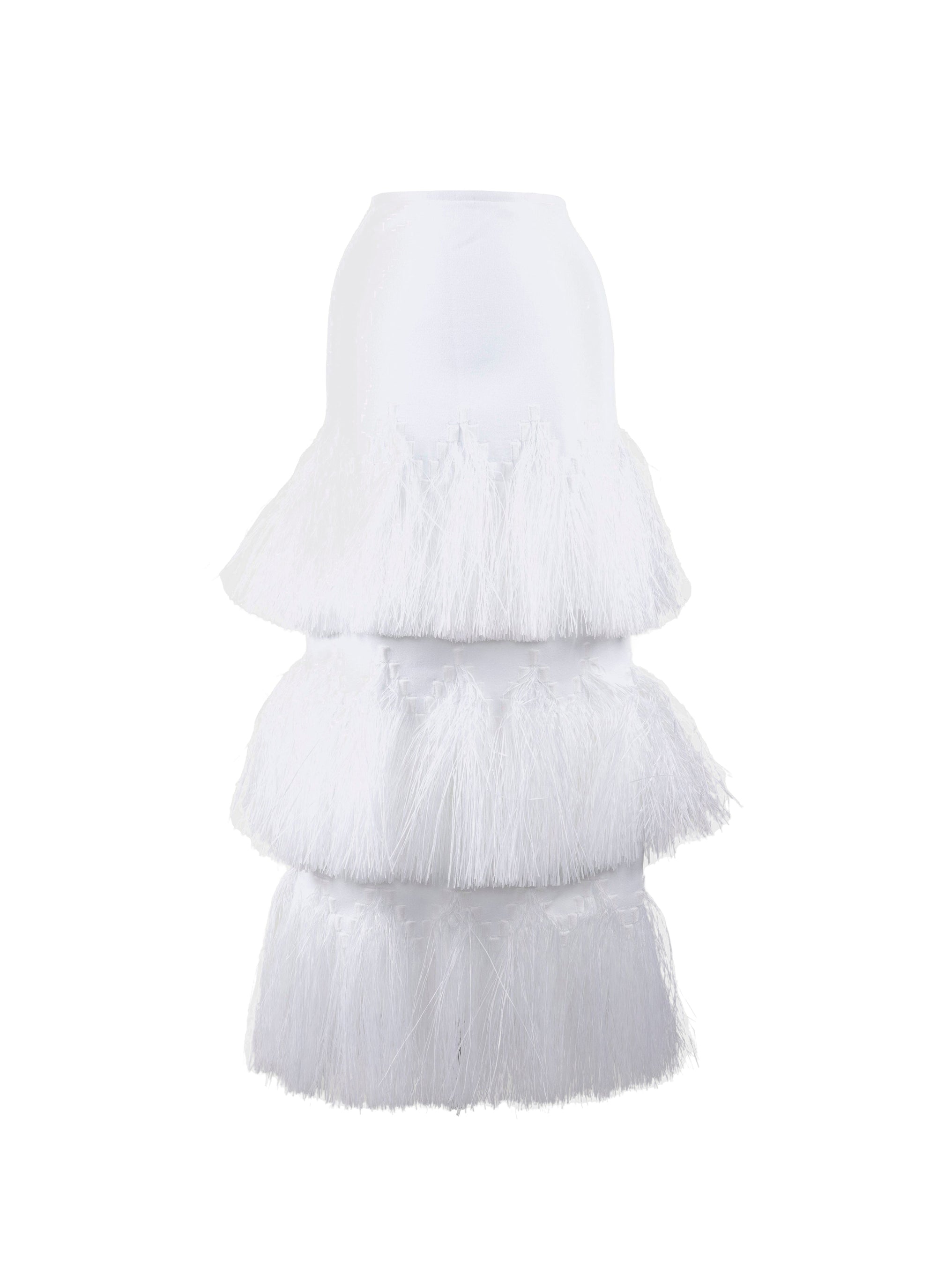 Long skirt with fringes - White