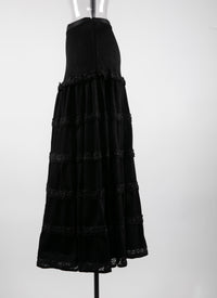 Floral long skirt - Black intense