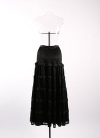 Floral long skirt - Black intense