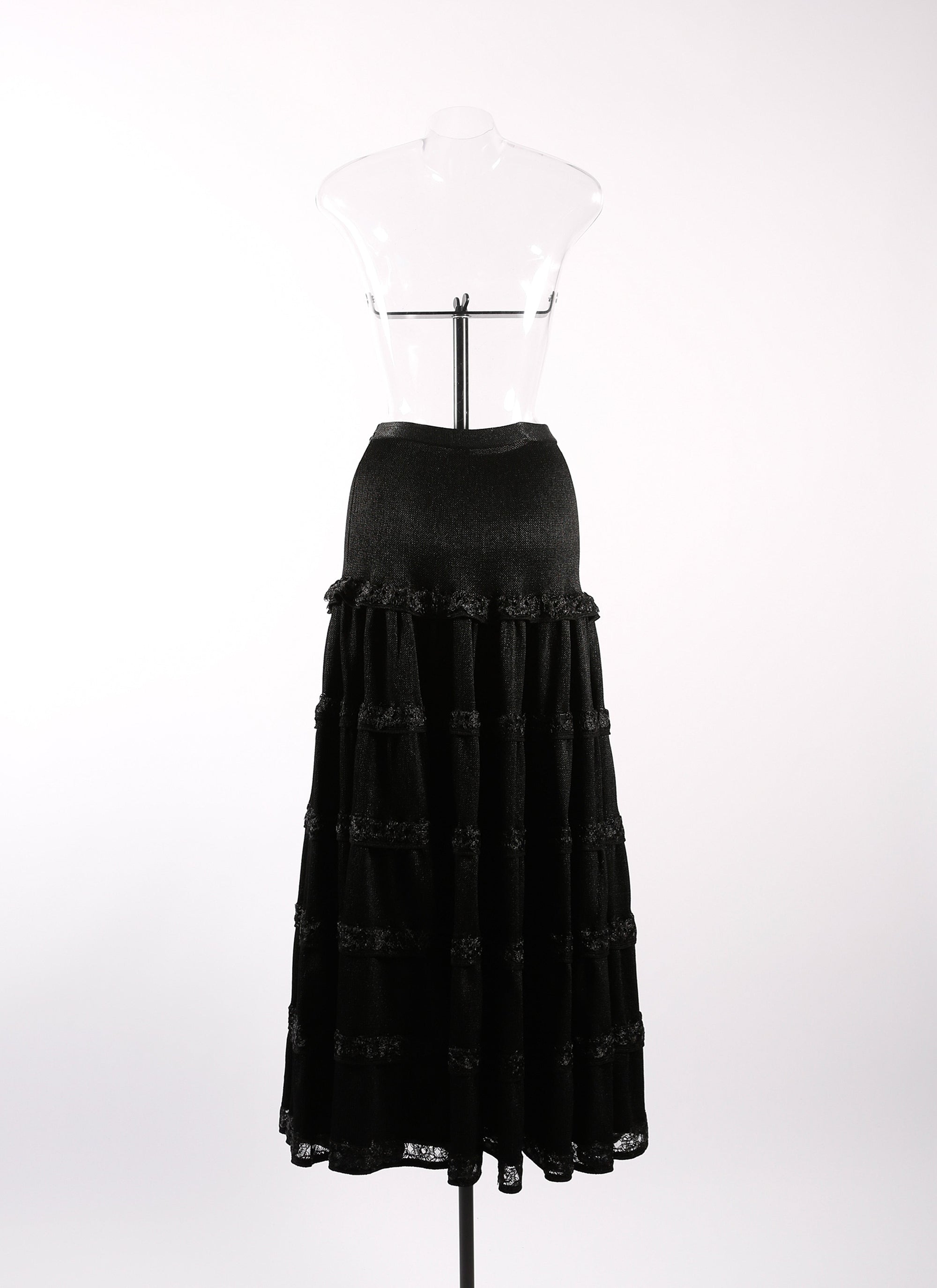Floral long skirt - Black intense