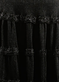 Floral long skirt - Black intense