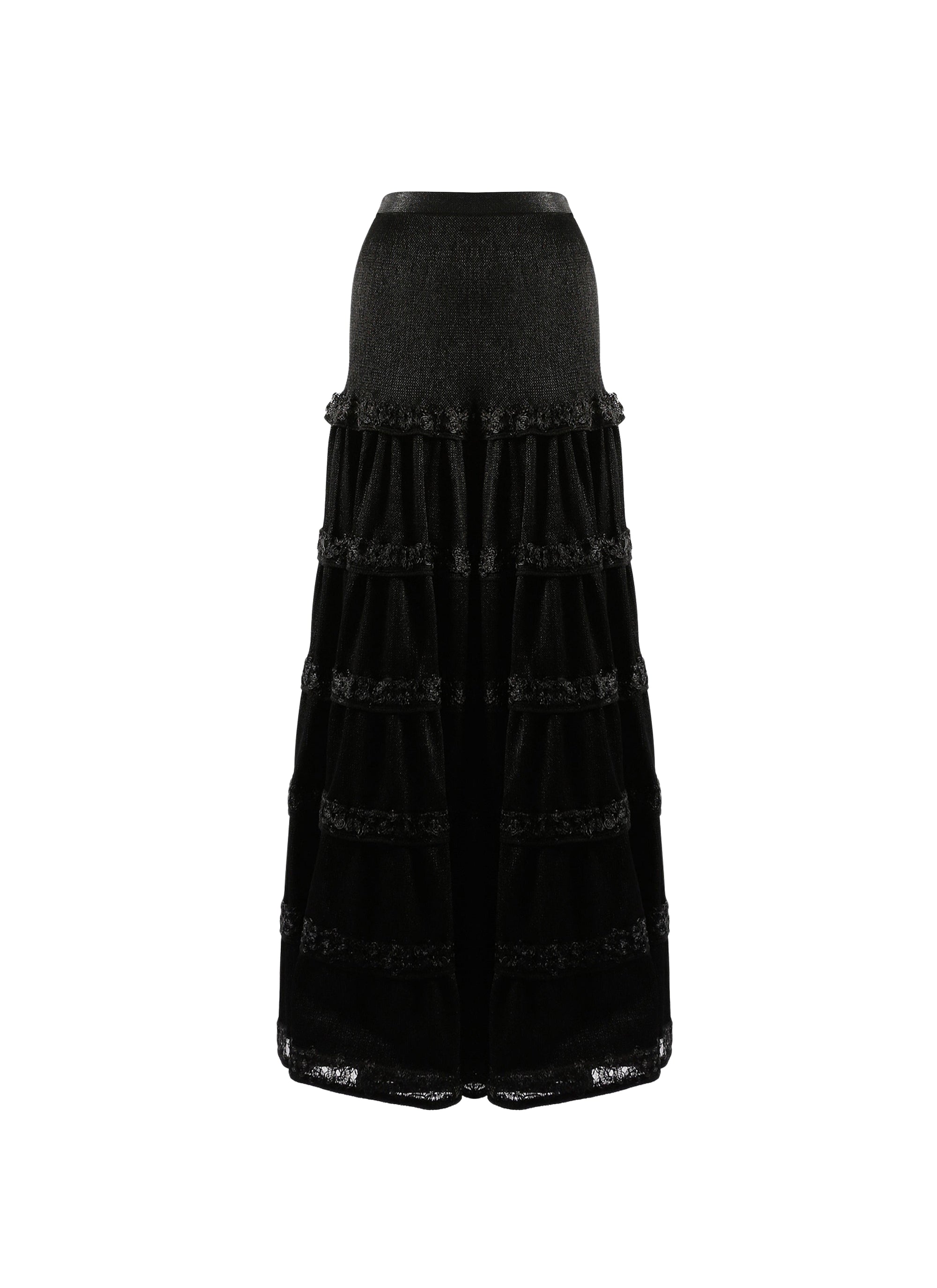 Floral long skirt - Black intense