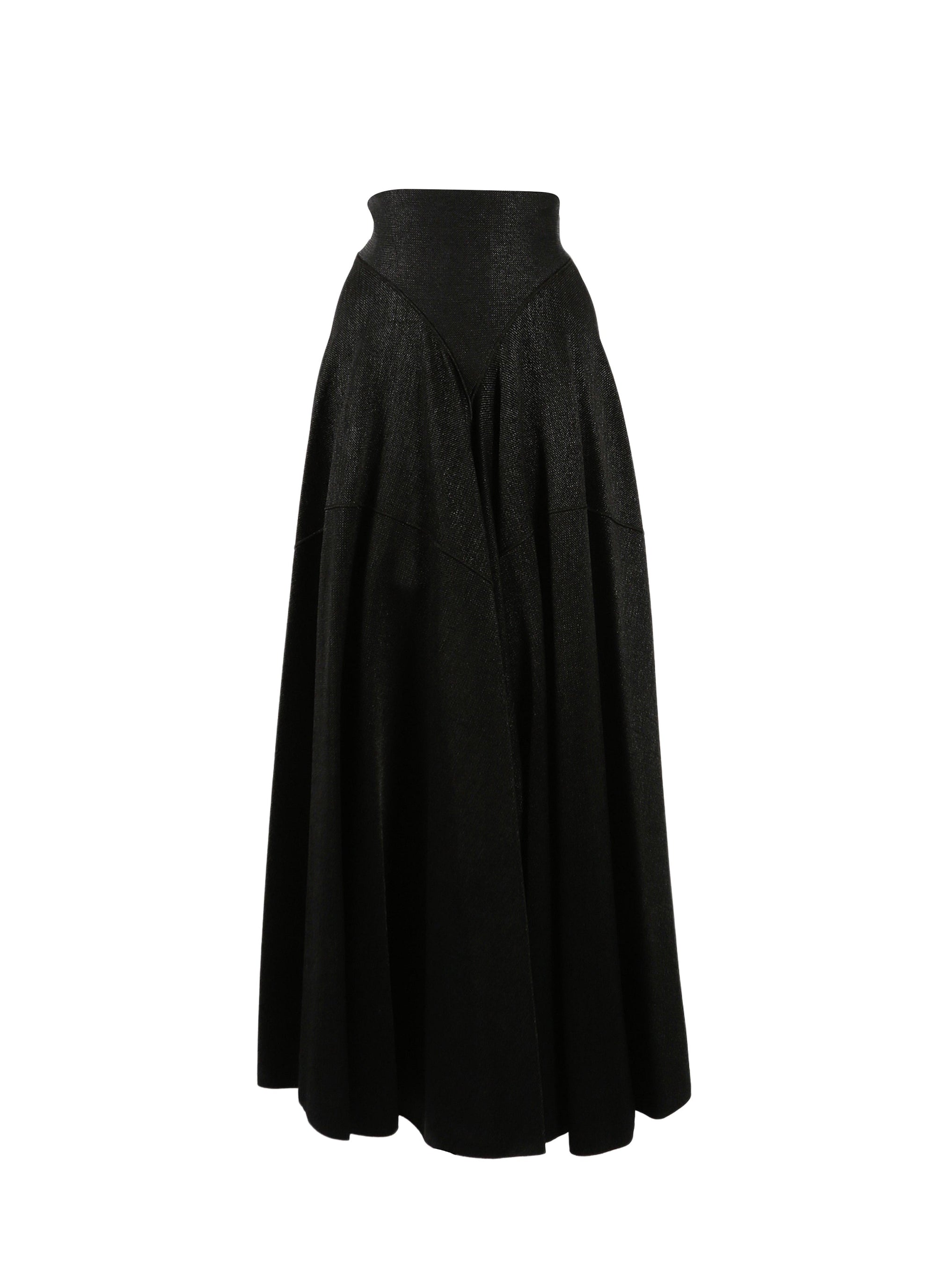 Zipped skirt in raffia - Black intense