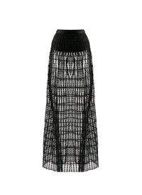 Jupe midi transparente brodée - Noir