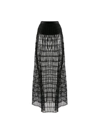 Embroidered sheer midi skirt - Black intense