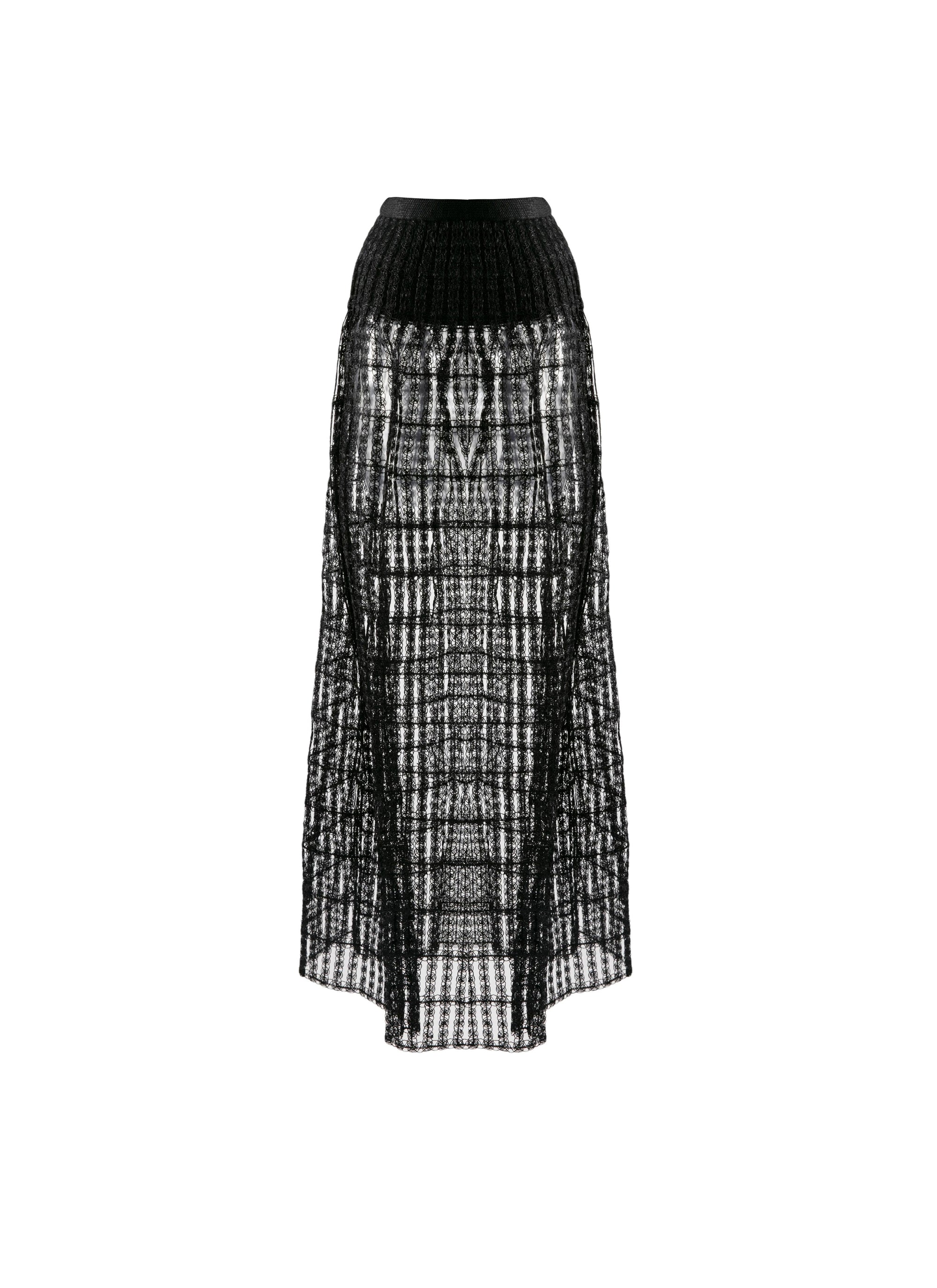Embroidered sheer midi skirt - Black intense