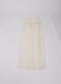 Jupe midi transparente brodée - Blanc