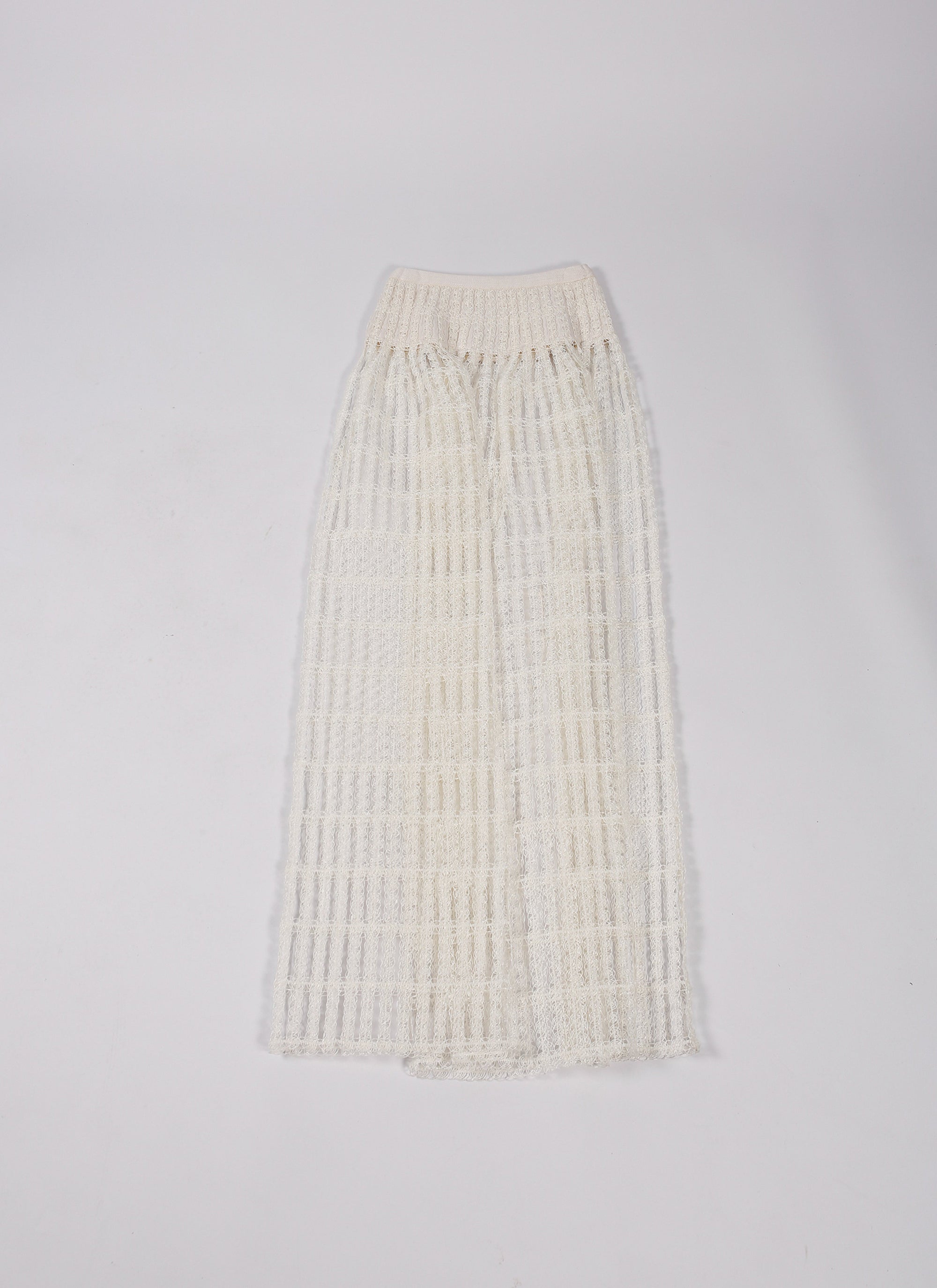 Jupe midi transparente brodée - Blanc