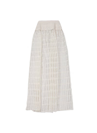 Jupe midi transparente brodée - Blanc