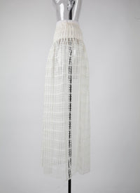 Jupe midi transparente brodée - Blanc