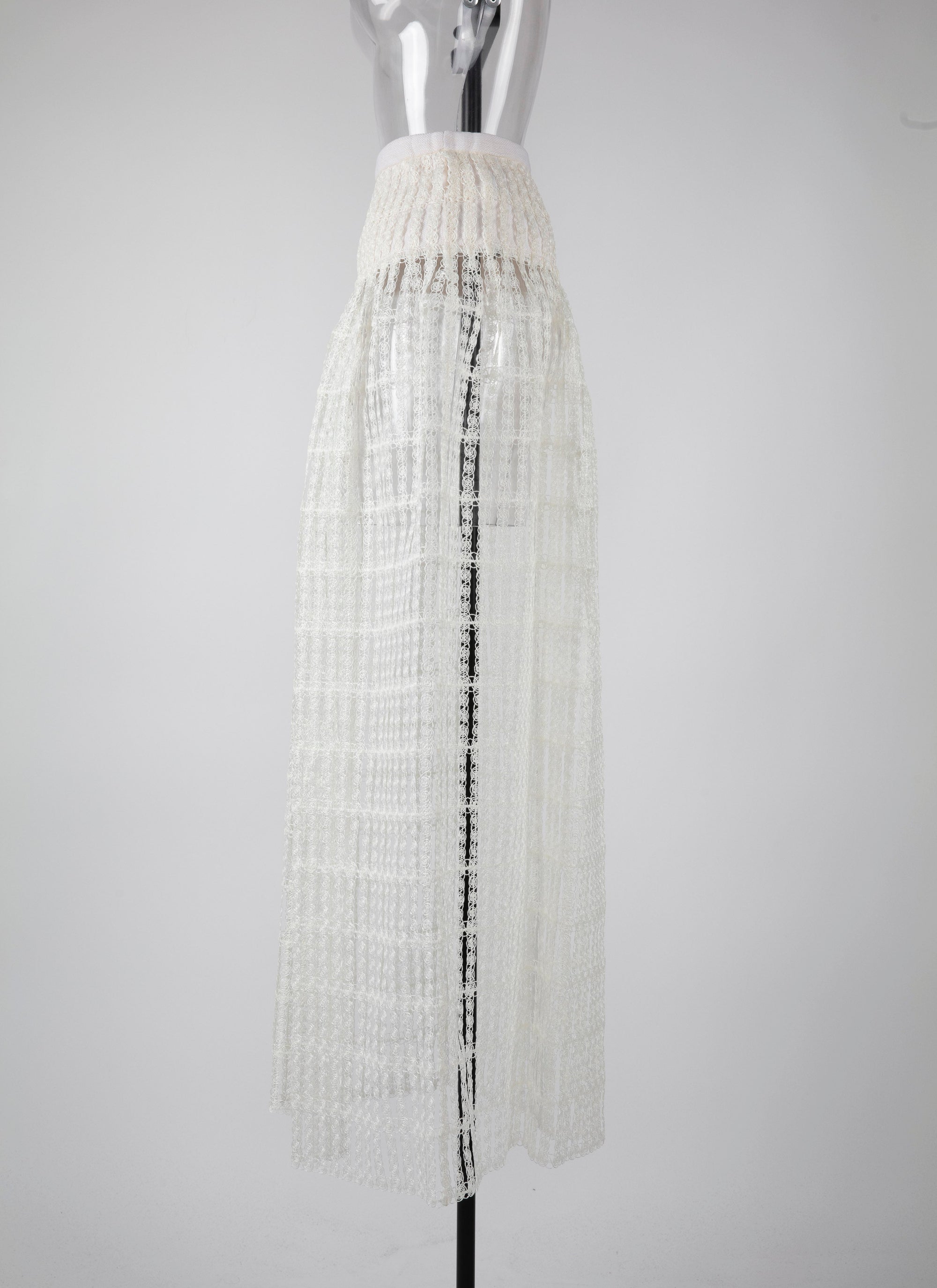 Jupe midi transparente brodée - Blanc